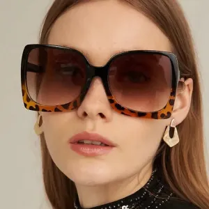 Fashion Oversize Square Sunglasses for Women Big Frame Stylish Vintage Gradient Shades